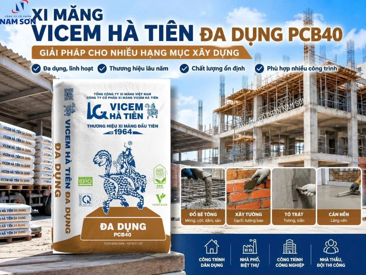 xi măng vicem hà tiên đa dụng